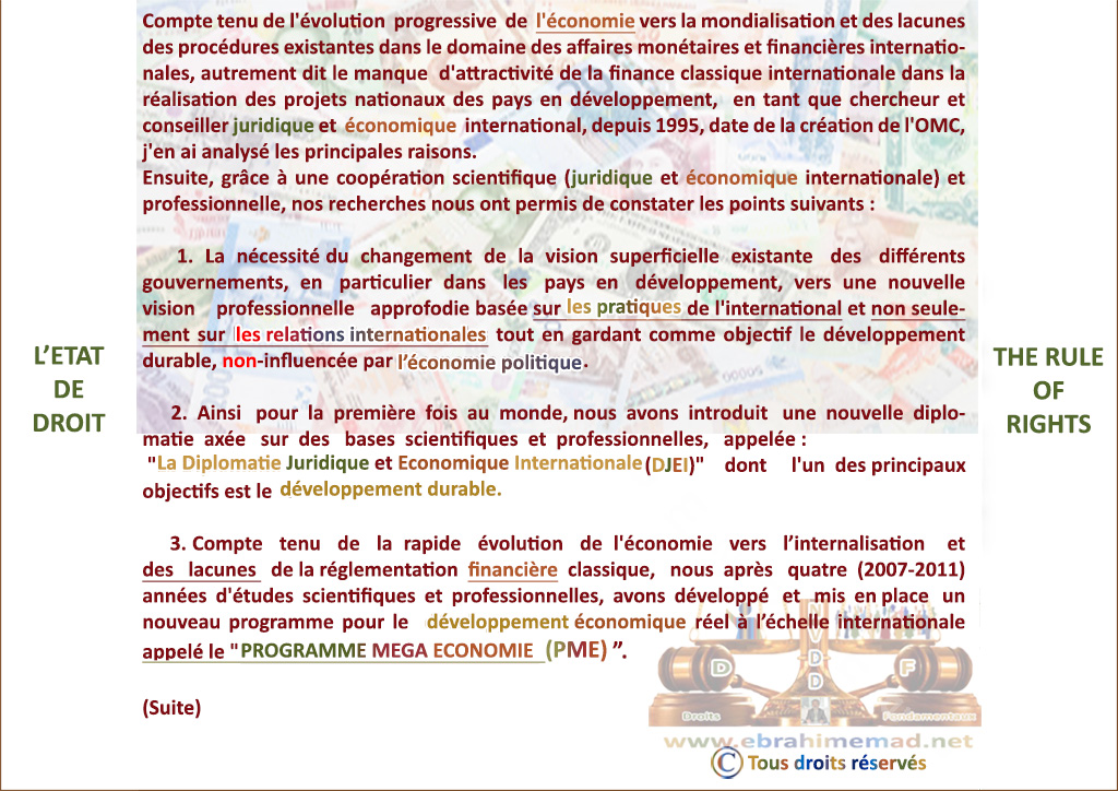 E. EMAD, EMAD Consulting, ACEIDD et le Programme Méga Economie